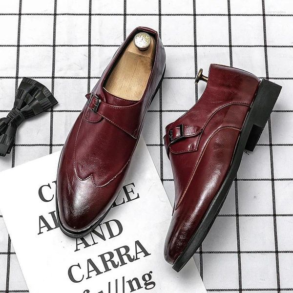 Kleid Schuhe Mann Mönch Elegante Soziale Männliche Sapato Masculino Seite Schnalle Leder Spezielle Spitze Zehen Britischen Casual Chaussures 2024