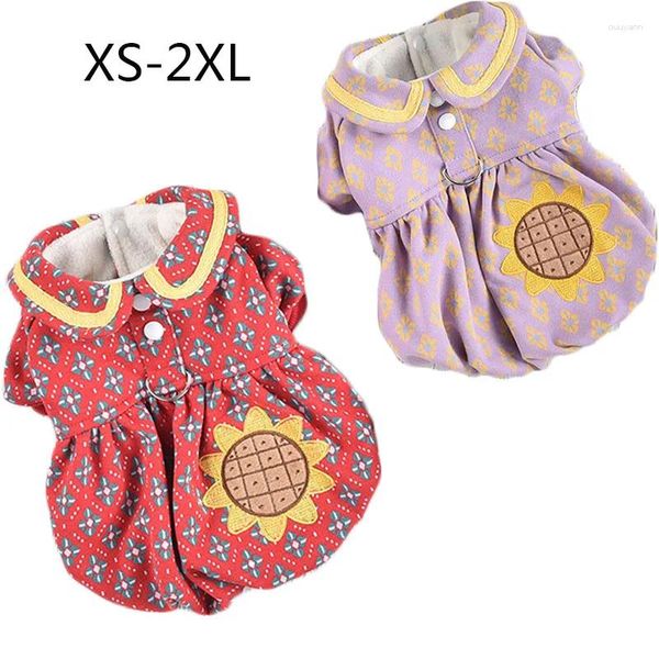 Cão vestuário floral quente casaco de inverno roupas vermelho roxo pet manga curta filhote de cachorro gato jaqueta para pequenos cães médios chihuahua xl