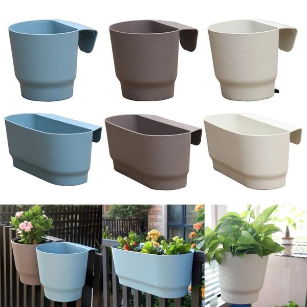 Semi circular parede pendurado plantadores trilhos flor vasos de plástico cestas adequadas para varanda cerca jardim ao ar livre indoor 240320