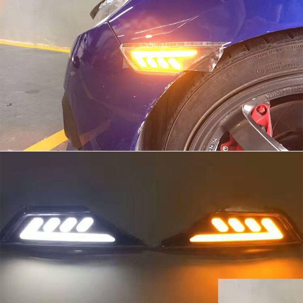 Дневные ходовые огни 1 пара светодиодных боковых габаритных фонарей указателя поворота ходовые огни Drl для Honda Civic 2021284M Прямая доставка автомобилей Mo Ot6Gx