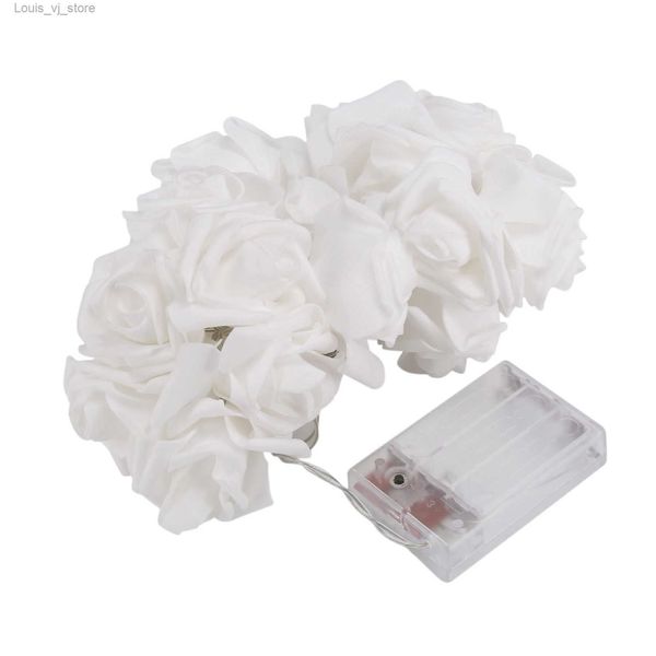 Cordas de LED 20 luzes de corda de flor rosa operadas por bateria para decorações de dia dos namorados sem branco quente YQ240401