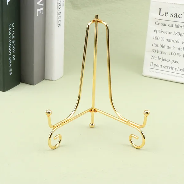 Haken Gold Eisen Display Stand Handwerk Halterung Buch Halter Po Sockel Schüssel Schüssel Rahmen Bild Platte Rack Staffelei Lagerung dekoration