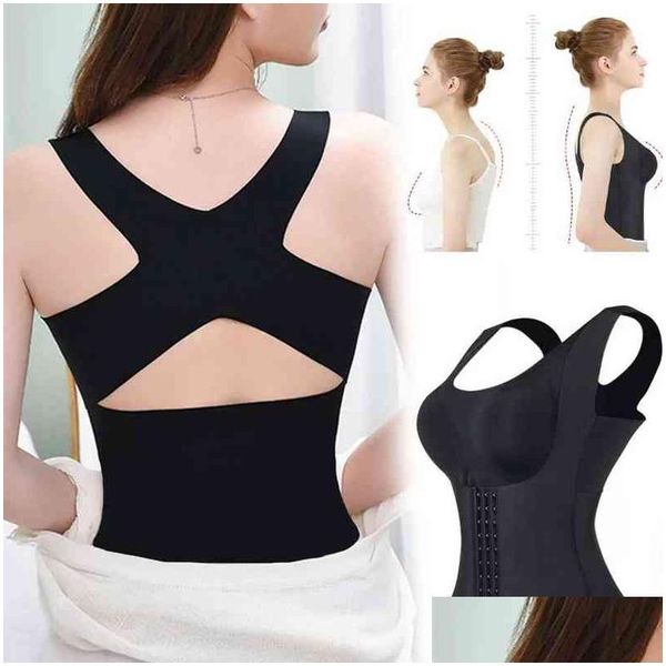 Taillen-Bauch-Shaper 3 in1Women Reduziergürtel Haltungskorrektor BH Nahtlose Unterwäsche Abnehmen Bauchmantel Kreuz Zurück Tank Tops Körper Dhqsj