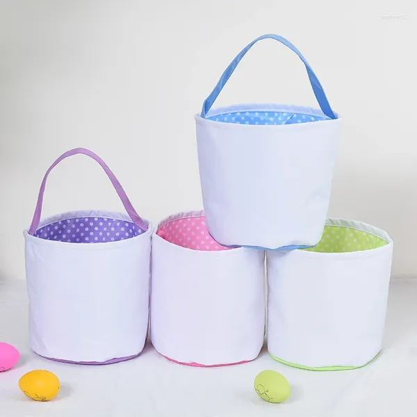 Envoltório de presente 10 pcs em massa em branco balde de páscoa decoração para crianças saco de lona de algodão tote ovo caça doces