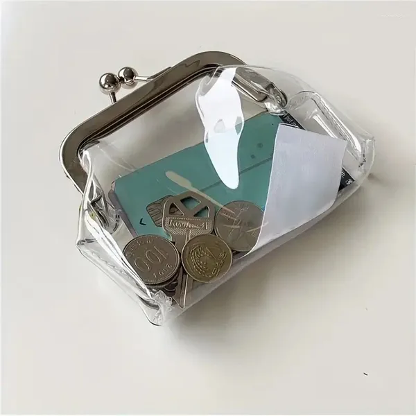 Sacos de armazenamento Europa Estados Unidos Simples Mini Transparente Bus Card Clip Coin Walle Portátil Multi-funcional Travel Key Batom Bag