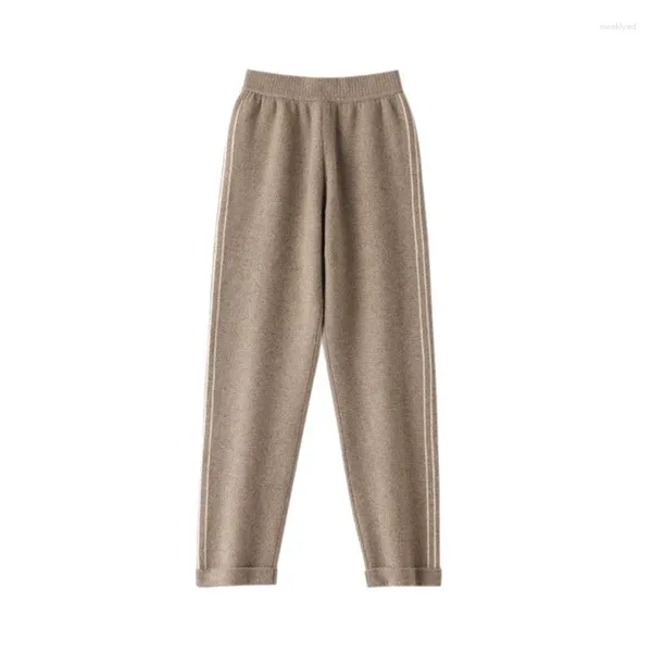 Pantaloni da donna su misura Leggings in puro cashmere di pecora Lavorato a maglia di fascia alta autunno e inverno lunghi