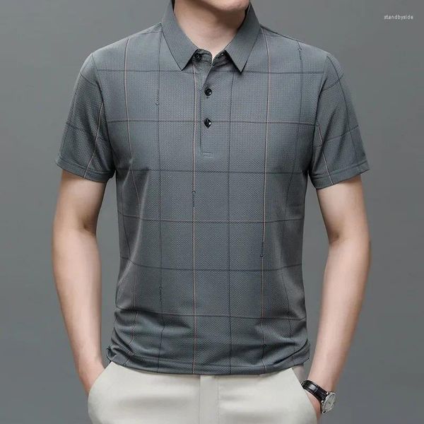 Männer Polos Mode Marke Polo-Shirt Für Männer Plaid Kurzarm Luxus Stil Männlichen Casual Koreanische Weiche Kühle Kleidung ropa De Hombre