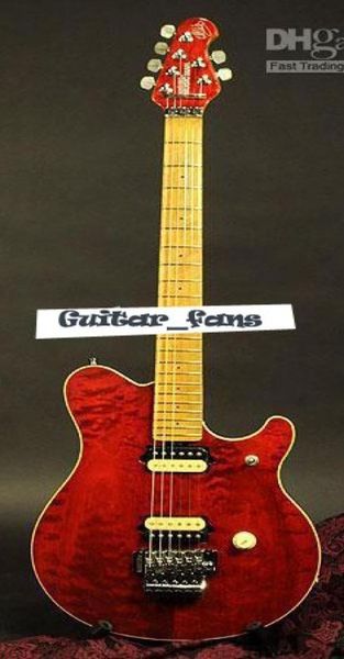 1991 Eddie Van Halen Wolf Music Man Ernie Axis Red Flame Ahorndecke E-Gitarre Ahornhalsrückseite auf Lager6231713