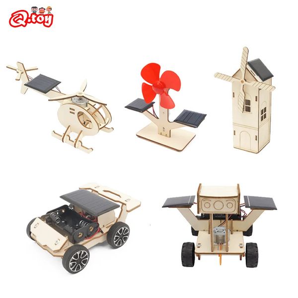 Kit STEM a energia solare Ventilatori per auto elettriche Tecnologia Scienza Strumento sperimentale Apprendimento educativo Puzzle in legno Giochi per bambini 240329