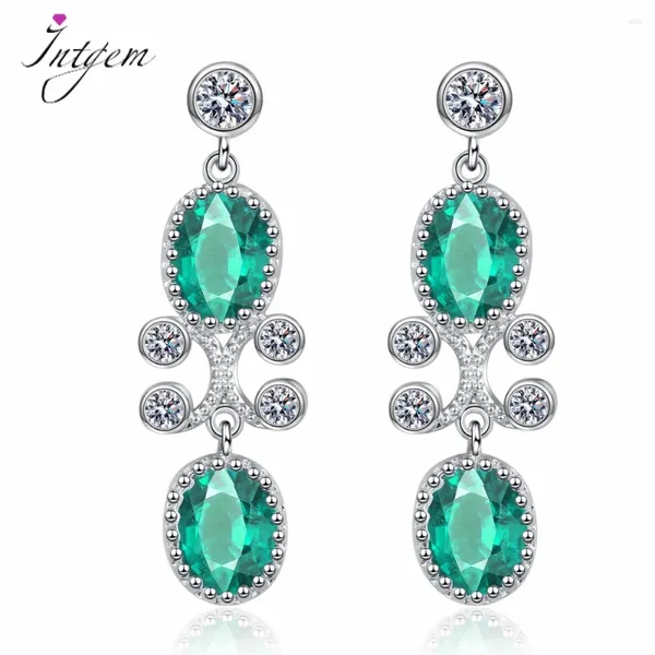 Orecchini pendenti S925 Argento sterling Cubic Zirconia Goccia d'acqua Fascino Orecchino da donna Fascia nuziale Gioielli Nero / Verde / Pietra rossa