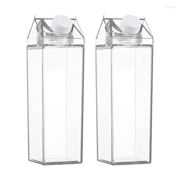 Garrafas de armazenamento 500ml 1000ml caixa de leite garrafa de água portátil transparente plástico caixa clara para esportes ao ar livre acampamento ginásio