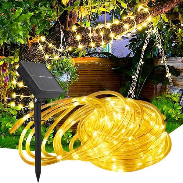 Stringhe LED Corda per tubo solare per esterni Corda per fata Luce impermeabile Decorazione natalizia Stringa per recinzione da giardino Cortile Balcone YQ240401