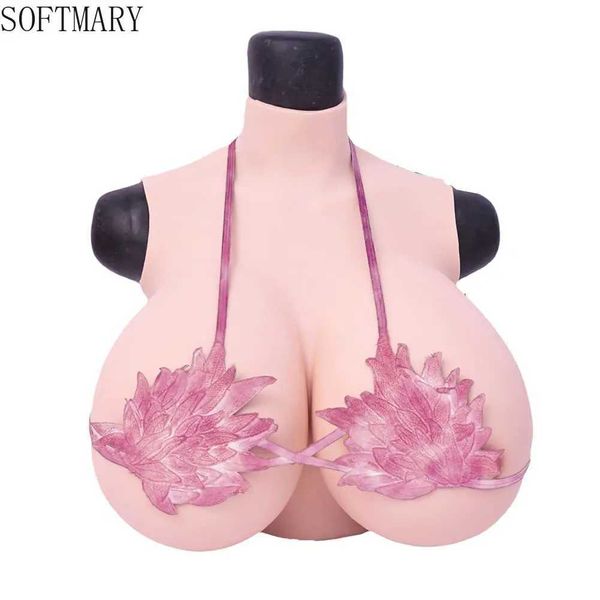 Almofada de mama SOFTMARY Forma de mama de silicone Peitoral de algodão Copo ultra grande (SH) Peitos falsos para transgêneros Crossdressing Sexy Cosplay 240330