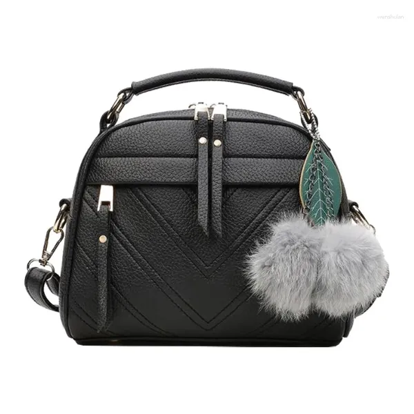 Saco de bola de cabelo ombro mulheres bolsa de couro pu borla crossbody moda senhora luxo shpping bolsa