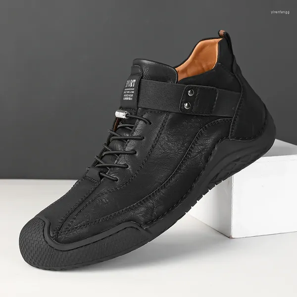 Sapatos casuais waerta marca conforto couro macio sola botas masculinas de luxo qualidade artesanal alta superior tornozelo plus size 38-46