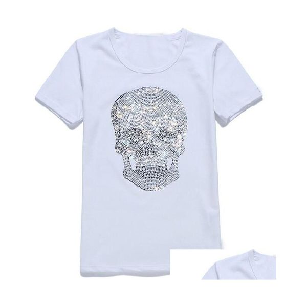 Herren T-Shirts Damen Streetwear Sommer Mastermind Shining Diamond Strass T-Shirts Skls Muster Rundhals Kurzarm Drop Lieferung Dhgdz