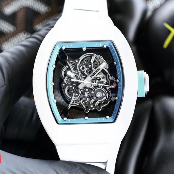 Relógio masculino safira vidro movimento mecânico automático 42mm moldura cerâmica designer relógios de alta qualidade relógio de pulso de luxo pulseira de borracha à prova d'água montre de luxe