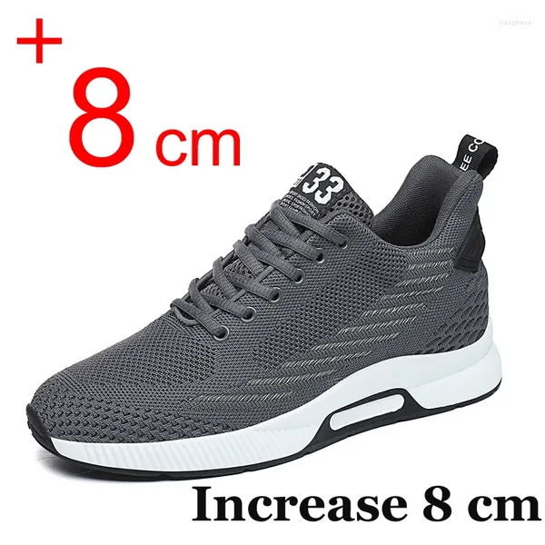 Sapatos casuais masculinos tênis elevador aumento de altura para saltos escondidos 8cm 6cm opcional respirável esportes aumentando homem