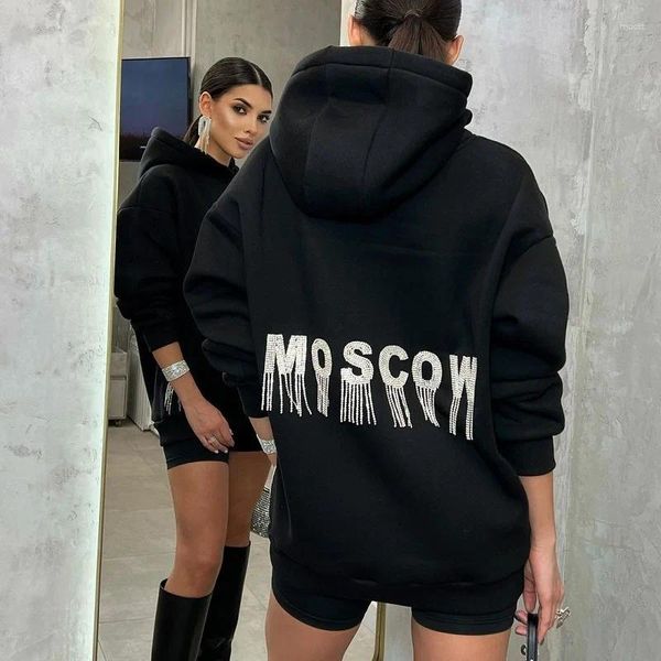 Kadın Hoodies Harajuku Street Baharat Y2K Hoodie Sweatshirts Kadın Moda Marka Sonbahar Kış Gevşek Mektup Matkap Fring