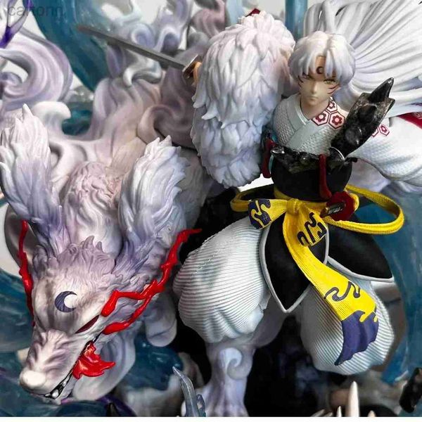 Anime Manga Inuyasha Figura Sesshomaru Figurina Figure luminose Bambola Statua in PVC Collezione di modelli 43 cm Decora Giocattoli di Natale Regalo 240401