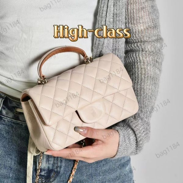 10A Ayna Kalite Tasarımcı Çanta 20cm Klasik Mini Kare CF Omuz Çantası Tote Çanta Çapraz Çantası Kuzular Bag Ladies Luxury C Çift Orijinal Deri franch