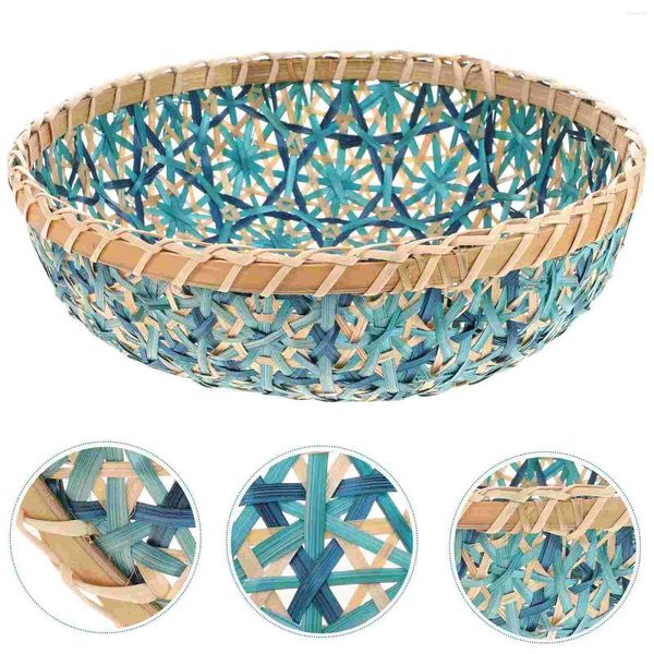 Tigelas de bambu tecido cesta placa premium decoração interior portátil recipiente bandeja de armazenamento vegetal