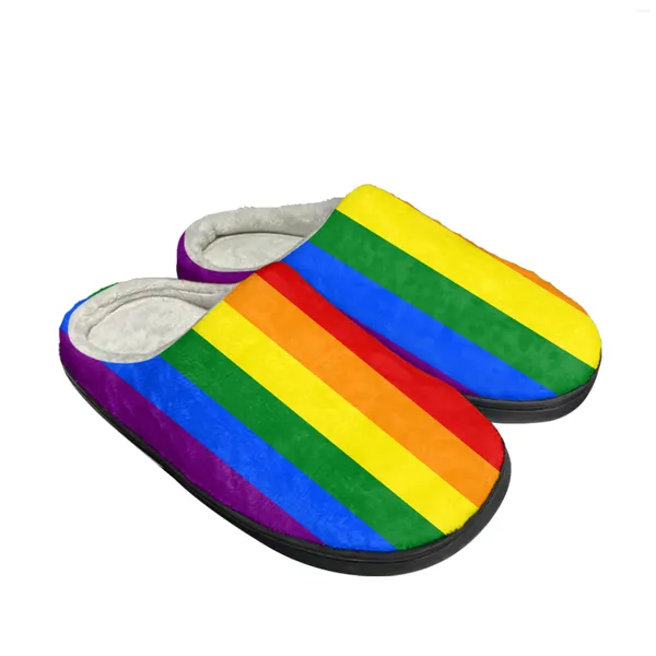 Chinelos LGBT Ocmogic Orgulho Rainbow Home Algodão Mens Womens Plush Quarto Casual Manter Sapatos Quentes Interior Sapato Personalizado