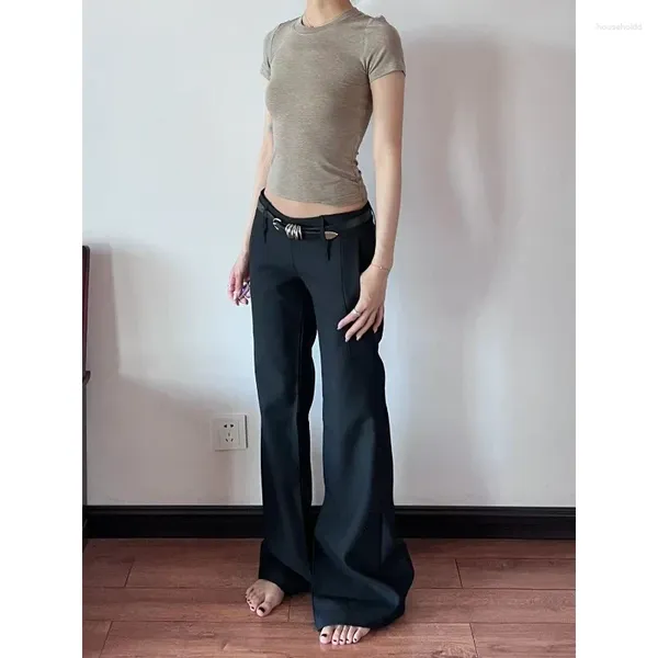 Calças femininas deeptown vintage preto mulher terno oversize harajuku moda coreana streetwear calças casuais coquette y2k primavera calças