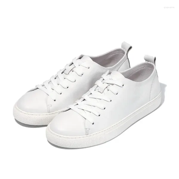 Sapatos casuais eua 6-10 na moda macio couro genuíno masculino rendas até calçados simples meninos estudantes apartamentos branco conciso