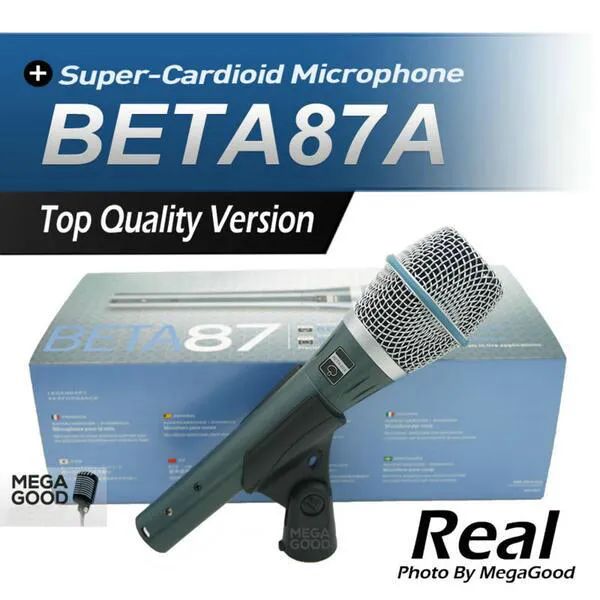 Saldi Spedizione gratuita!Microfono a condensatore reale BETA87A Beta 87A di alta qualità Microfono supercardioide per karaoke vocale Mike Mic