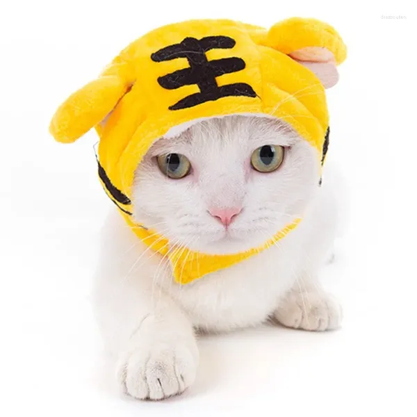 Abbigliamento per cani Pet Cat Cup Copricapo Divertenti orecchie di tigre Cappello caldo corto Peluche Forniture Festa di Natale Cosplay Piccoli accessori