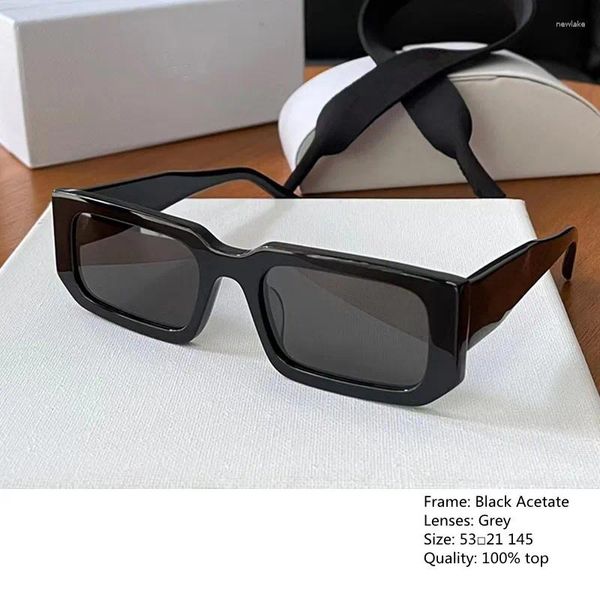 Солнцезащитные очки из ацетата в маленькой квадратной оправе с веревкой, 2024, прямоугольные брендовые дизайнерские очки в стиле ретро для женщин и мужчин, солнцезащитные очки