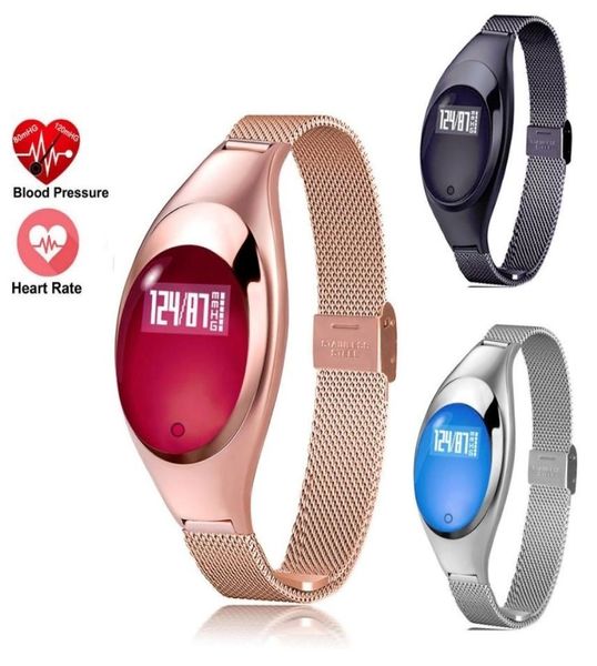 Ladies Lady Women Gift Fashion Smart Watch Z18 con pressione sanguigna cardiofrequenzimetro contapassi fitness tracker braccialetto Retail7353578