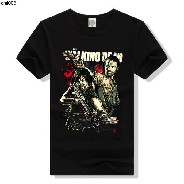 Walking Dead Around T-shirt a maniche corte stampata dei fratelli Darryl Rick della serie televisiva americana R0xo