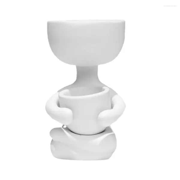 Vasi Vaso da fiori in ceramica Fioriere da giardino Figurina umana Design per piante Fiori Decorazione domestica Bianco