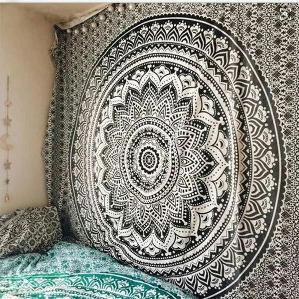 Großer Mandala-Indischer Wandteppich, Wandbehang, Bohemian-Strandmatte, Polyester, dünne Decke, Yoga-Schalmatte, 200 x 150 cm