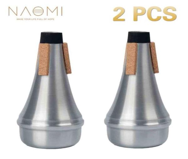 NAOMI Trumpet Mute, 2 шт., алюминиевая труба Mute, прямая практика, серебристый цвет для трубы, аксессуары для деревянных духовых инструментов6019246