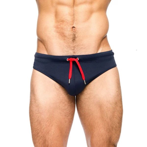 Separa nova marca masculina sexy flexões troncos de natação cintura baixa roupa interior maiô shorts cor misturada venda quente verão