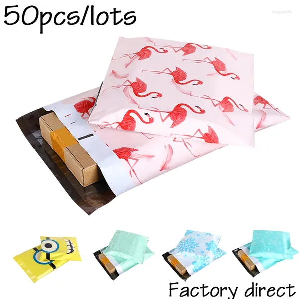 Borse portaoggetti Buste adesive Flamingo Poly Mailer Buste regalo per corriere Scatole per giocattoli postali in plastica Confezione Logo personalizzato stampato