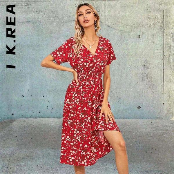 Vestidos de festa eu k. rea vestido mulheres coreano mulheres retro amarelo vermelho floral impressão férias mulher roupas femininas vestidos