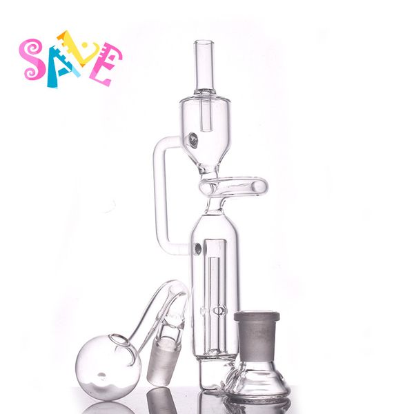 Atacado Mini Pyrex Vidro Grosso Pequeno Reciclador de Água Dab Rig Bong Pente com Perc Percolator e 14mm Bowl Water Pipes Hookah Smoke Acessório para Tabaco