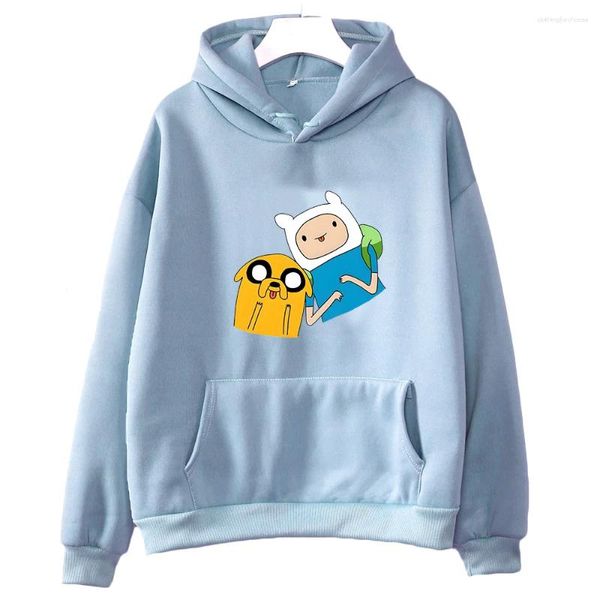 Damen Hoodies Finn und Jake Adventuree Timee Anime Herbst Fleece Pullover Damen/Herren Casual Sweatshirt Niedliche Cartoon-Grafik-Kleidung