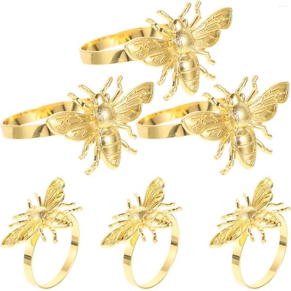 Tovaglia 6 pezzi Portatovaglioli in tessuto ape Decorazioni per matrimoni dorati Supporti decorativi in metallo per feste in lega