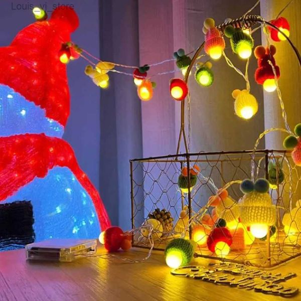 LED-Saiten, runde Kugel, Weihnachtslichterkette, Weihnachtsmann-Hut, Lichter, Streifen, Schneemann, Weihnachtsdekoration, YQ240401