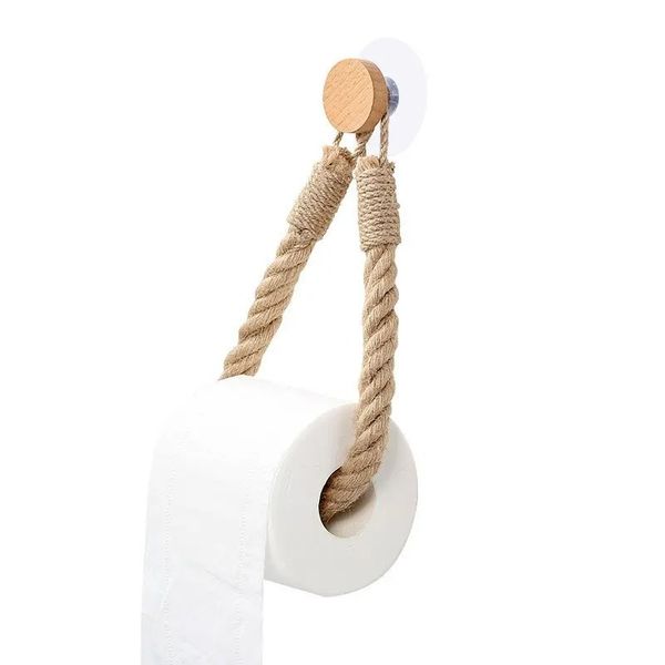 Suporte de tecido corda algodão montagem na parede suporte de papel higiênico retro toalheiro para decoração de casa suporte de toalha de papel decoração do banheiro