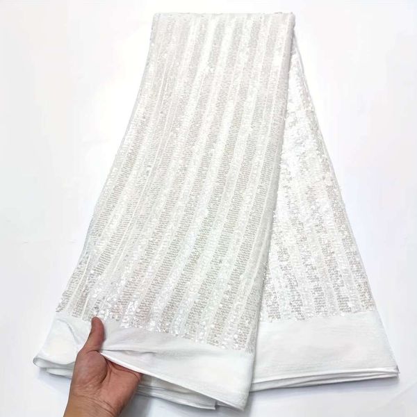 1 Stück neues gestreiftes, sequenziertes Veet, Damen-Hochzeitskleid, Cheongsam-Kleidungsstück, afrikanisches Kleidungsstück, mit Pailletten besticktes Veet-Gewebe