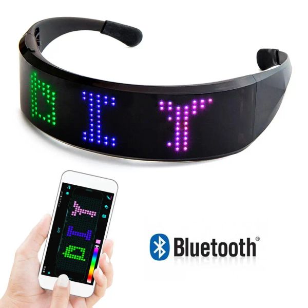 Óculos de sol led com controle bluetooth, óculos luminosos com controle por aplicativo, óculos de sol emd, dj, sílabas elétricas que brilham, suprimentos para festa