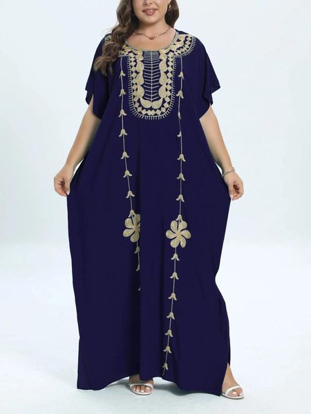 Plus size vestidos africano dashiki algodão tradicional vestido abaya para mulheres caftan solto feminino kaftan manga curta cobrir