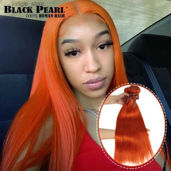 Synthetische Perücken orange gerade brasilianische Haarwebepakete menschliches Haar Anbieter 8 bis 28 Zoll Remy % Human Hair Bündel Y240401