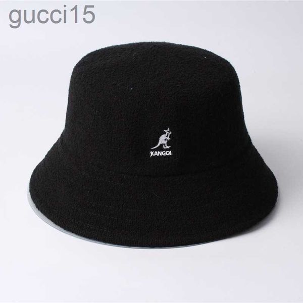 Kangol Bucket Hat Женские большие ведра Корейский рыбак Мужская мода Повседневная коллекция Плоские купольные шапочки от солнца Различные размеры Черное лето 309P H2AH